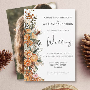 Boho Holiday Photo Wedding Invitation