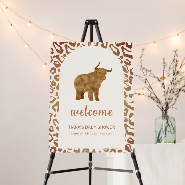Boho Holy Cow Western Baby Shower Welcome Sign (In Situ (Stand))