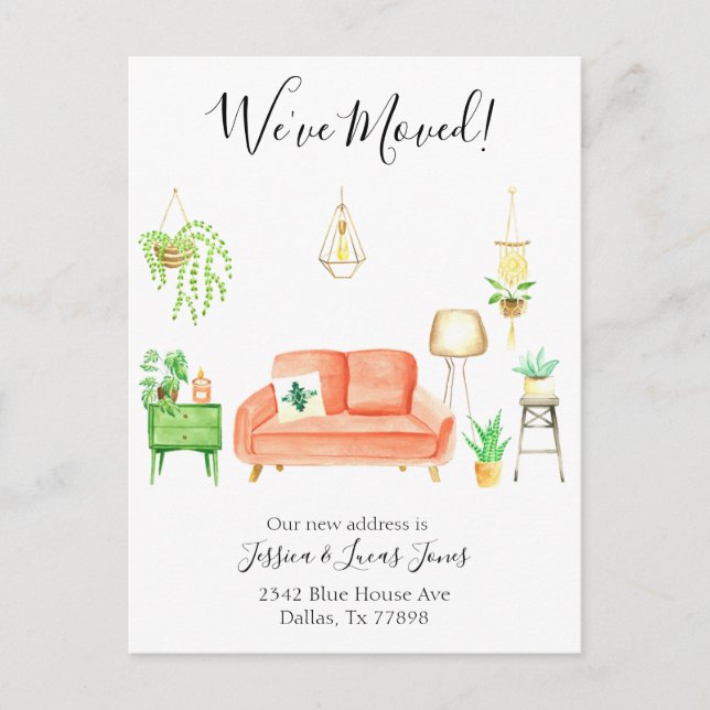 Boho Home Moving Announcement We've Moved Postcard (Front)