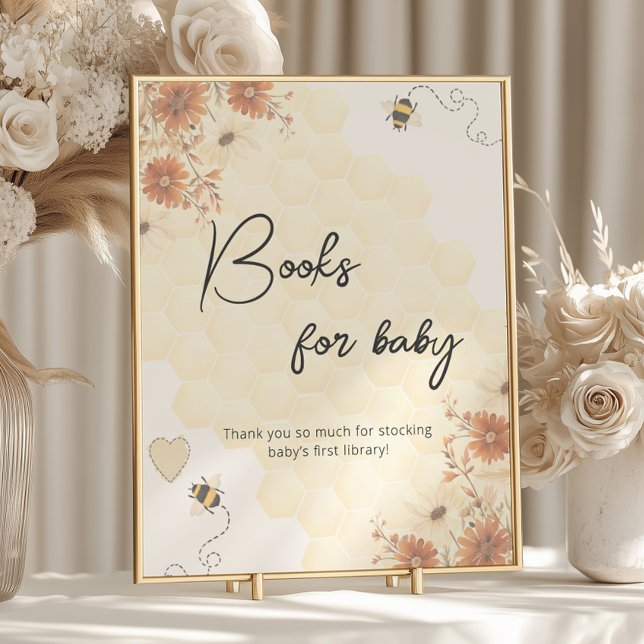 Boho Honey Bee Baby Shower Books For Baby Poster (Creator Uploaded)