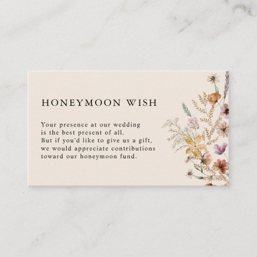 Boho Honeymoon Wish Enclosure Card