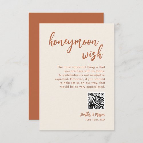 Boho Honeymoon Wish QR Wishing Well Enclosure Card