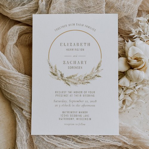 Boho Hoop Pampas Grass Wedding Invitation