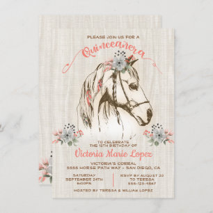 Boho Horse Cowgirl Quinceañera 15th Birthday Invitation