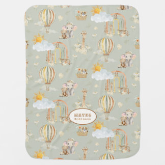 BOHO Hot Air Balloon Giraffe Leopard Elephant Baby Blanket