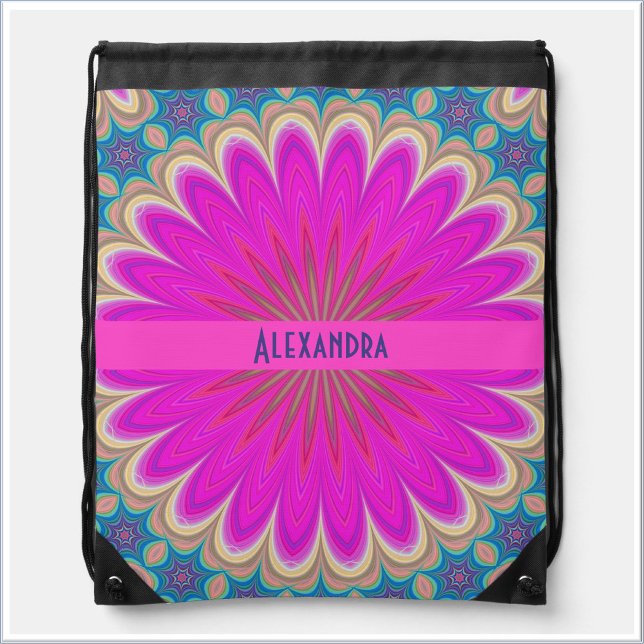 Boho Hot Pink Mandala Drawstring Bag (Creator Uploaded)