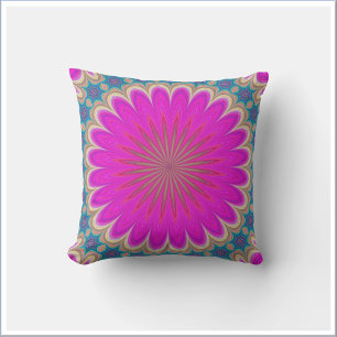 Boho Hot Pink Mandala Throw Pillow