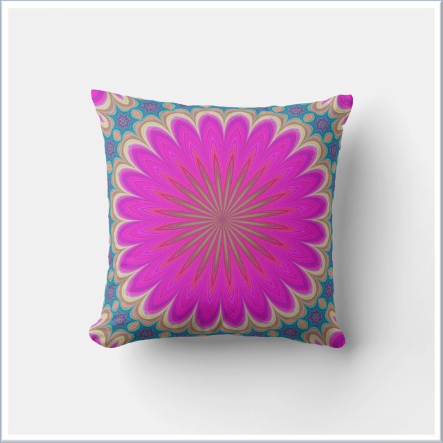 Boho Hot Pink Mandala Throw Pillow (Creator Uploaded)