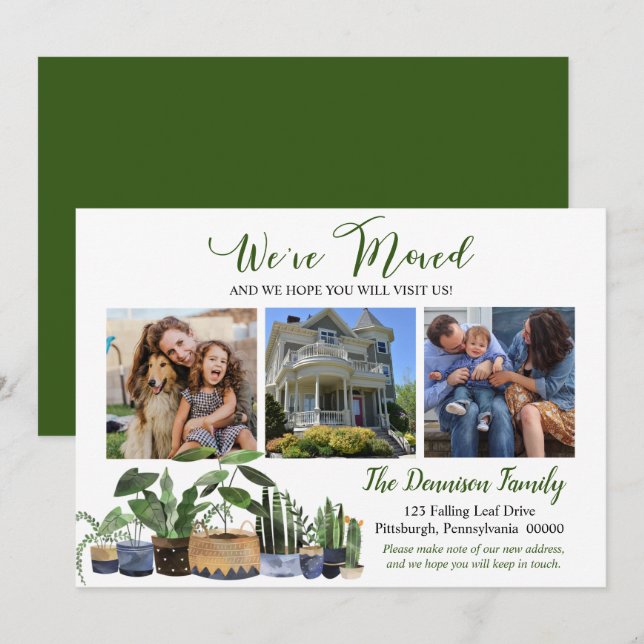 Boho Houseplants We've Moved Moving Photo Announcement (Front/Back)
