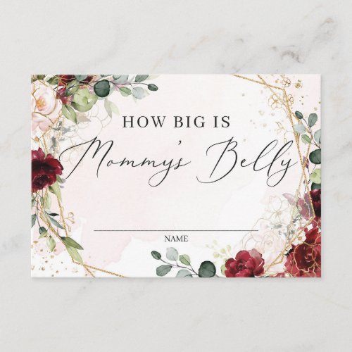 Boho how big is mommys belly card burgundy gold