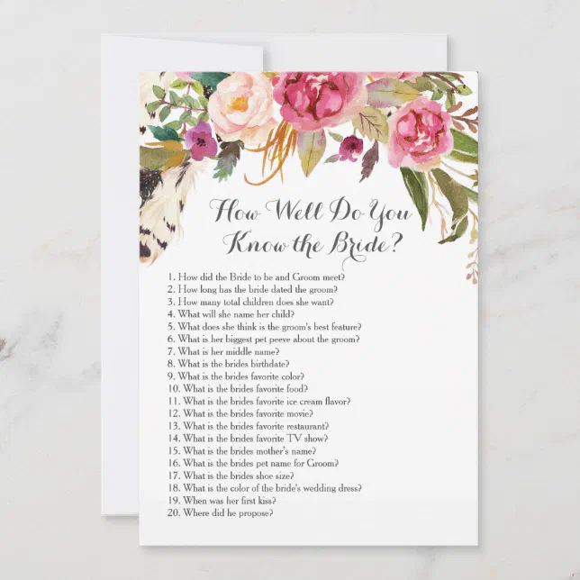 Boho How well do you know the bride? Invitation | Zazzle