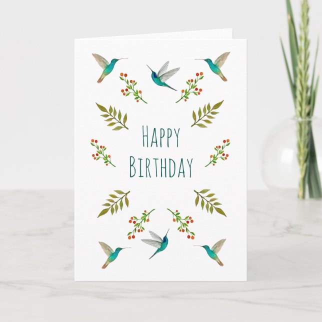 Boho Hummingbird Birthday Card (Front)