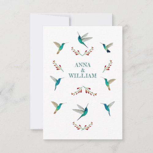 Boho Hummingbird Wedding RSVP Card