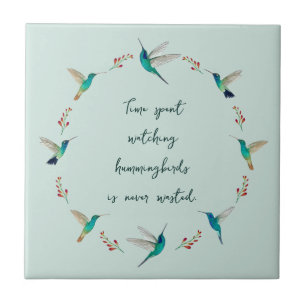 Boho Hummingbirds Ceramic Tile