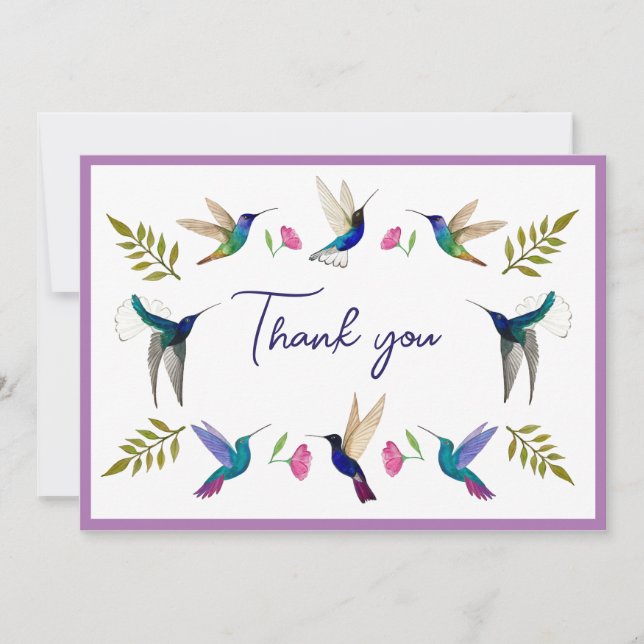 Boho Hummingbirds Thank You Card (Front)