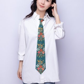 Boho Hungarian Floral Pattern Neck Tie
