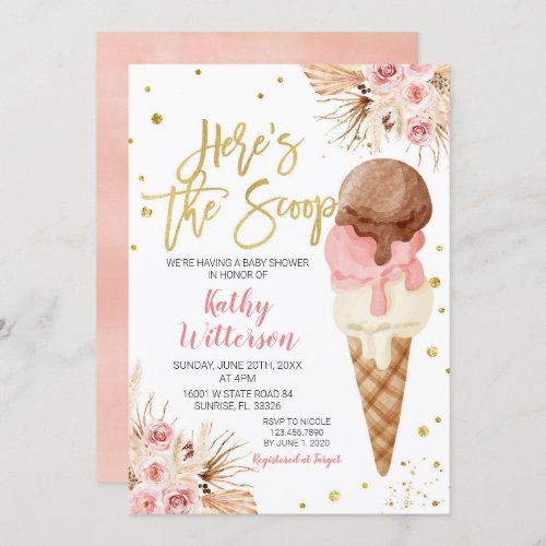 Boho Ice Cream Baby Shower Invitation