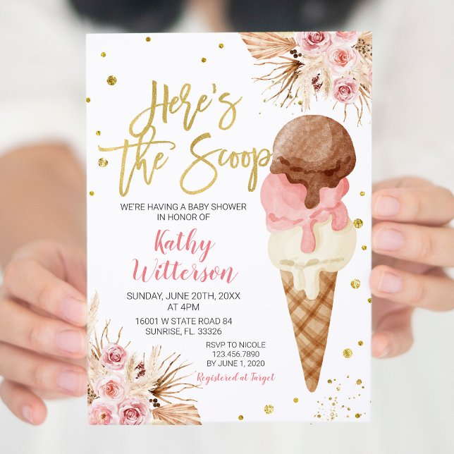 Boho Ice Cream Baby Shower Invitation (Creator Uploaded)