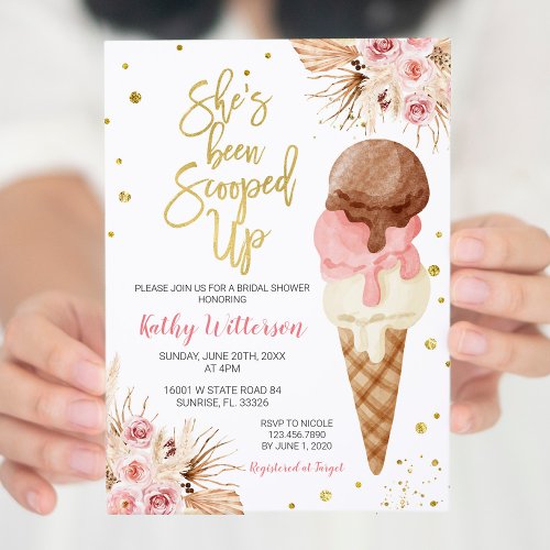 Boho Ice Cream Bridal Shower Invitation