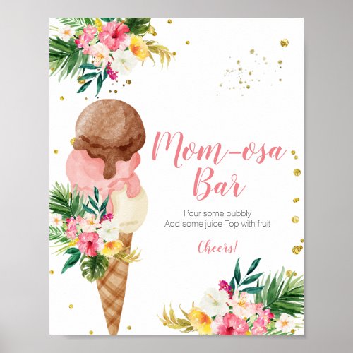 Boho Ice cream Pampas Grass Girl Momosa Bar Sign