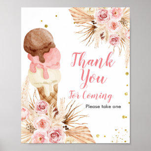Boho Ice cream Thank you for coming Favor Sign
