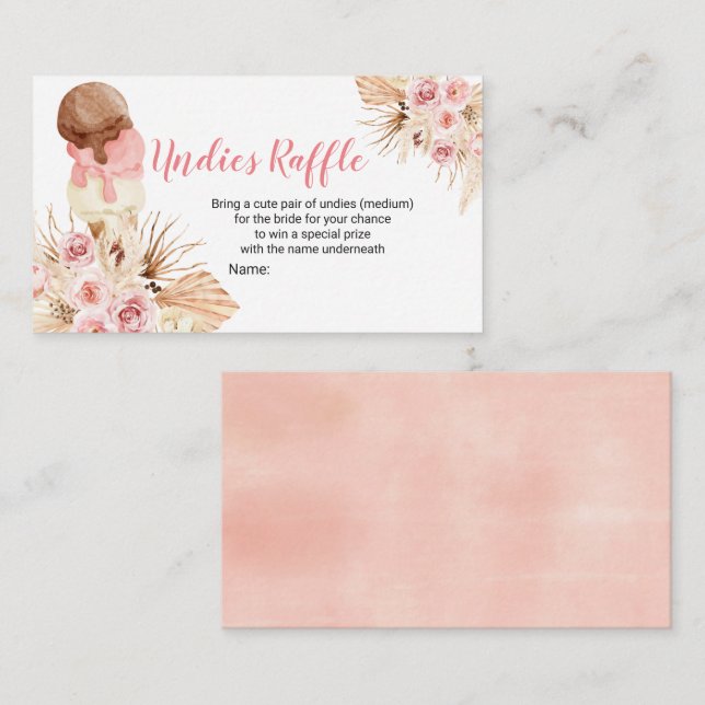 Boho Ice Cream Undies Raffle Enclosure Card (Front/Back)
