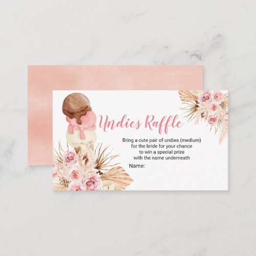 Boho Ice Cream Undies Raffle Enclosure Card