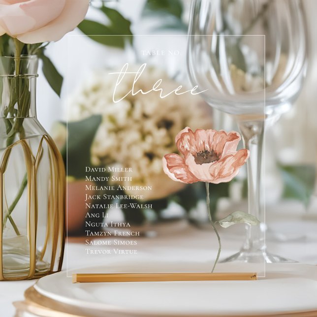 Boho Icelandic Watercolor Iceland Poppy Flower Table Number (Boho Icelandic Watercolor Iceland Poppy Flower Table Number)