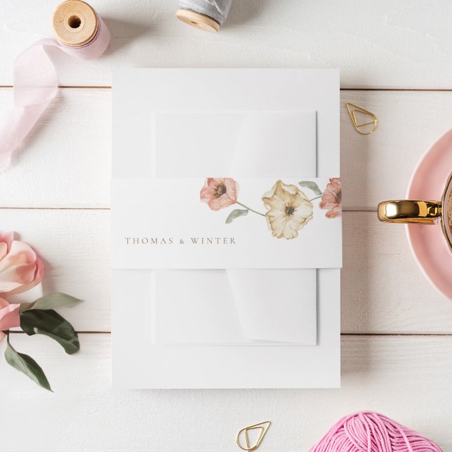 Boho Icelandic Watercolor Iceland Poppy Flowers Invitation Belly Band (Boho Icelandic Watercolor Iceland Poppy Flowers Invitation Belly Band)