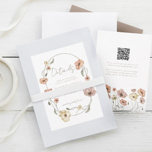 Boho Icelandic Watercolor Iceland Poppy Flowers RSVP Card