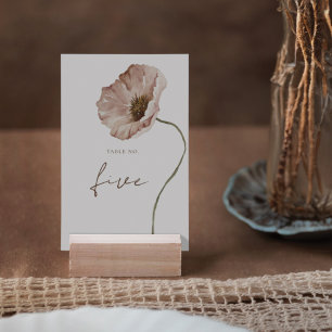 Boho Icelandic Watercolor Iceland Poppy Flowers Table Number
