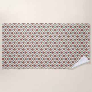 Boho Ikat Diamond Geometric Seamless Pattern Beach Towel