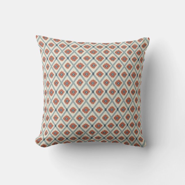 Boho Ikat Diamond Geometric Seamless Pattern  Throw Pillow (Front)