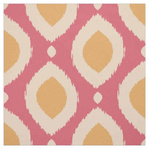 Boho Ikat Print Pink Mustard Tribal Pattern Girly Fabric
