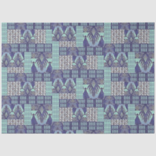 BOHO IKAT Vintage Rug Tribal Navy Blue Decoupage Tissue Paper