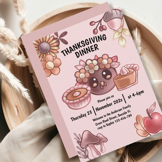 Boho in warm colors Thanksgiving Dinner Invitation (Creator Uploaded)