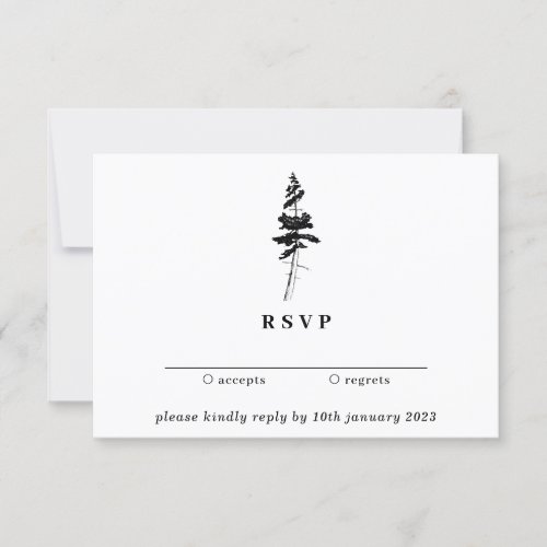 Boho Indie Rustic Forest Pine Tree RSVP Invitation