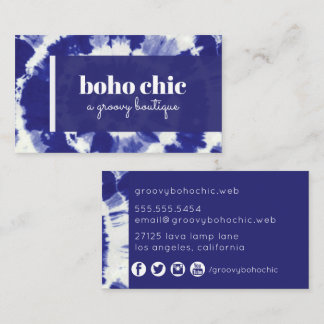 Boho Indigo Tie Dye Business Card
