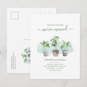 Boho Indoor Plants New Roots Address Change Announcement Postcard