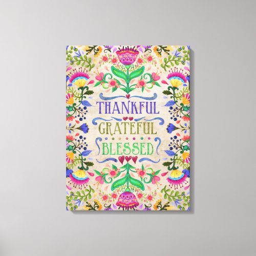 Boho Inspiration Modern Folk Art Flowers Canvas Print