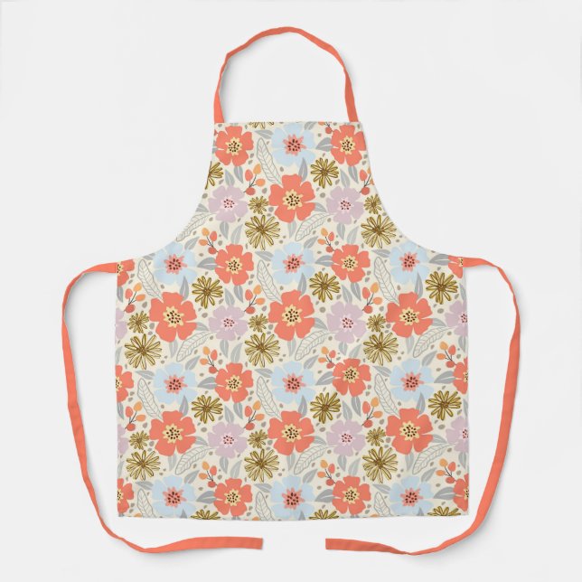 Boho Inspired Floral Pattern Apron (Front)