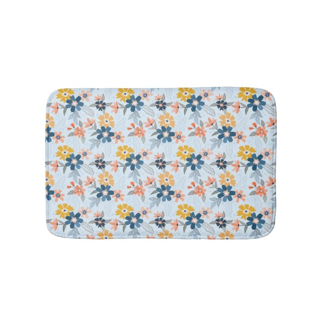Boho Inspired Flower Pattern Bath Mat (Front)