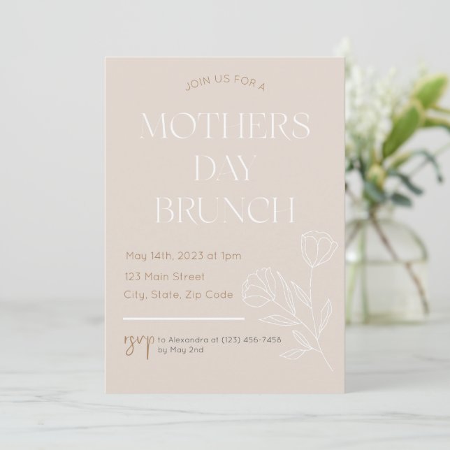 Boho Inspired Mothers Day Brunch Invitation (Standing Front)