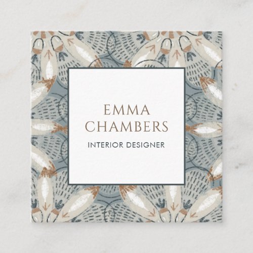 Boho Interior Designer Earthy Muted Color Abstract Square Business Card