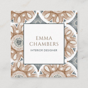 Boho Interior Designer Earthy Muted Color Abstract Square Business Card