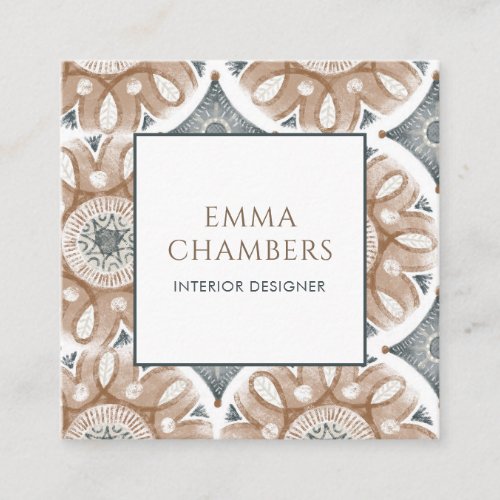 Boho Interior Designer Earthy Muted Color Abstract Square Business Card