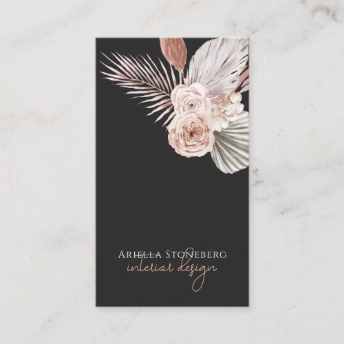 Boho Interior Designer Roses Pampas Grass Business Card