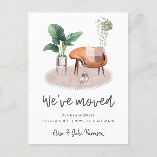 Boho Interior French Bulldog Plants Moving  Postcard