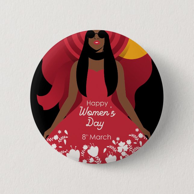 boho international womens day pinback button (Front)