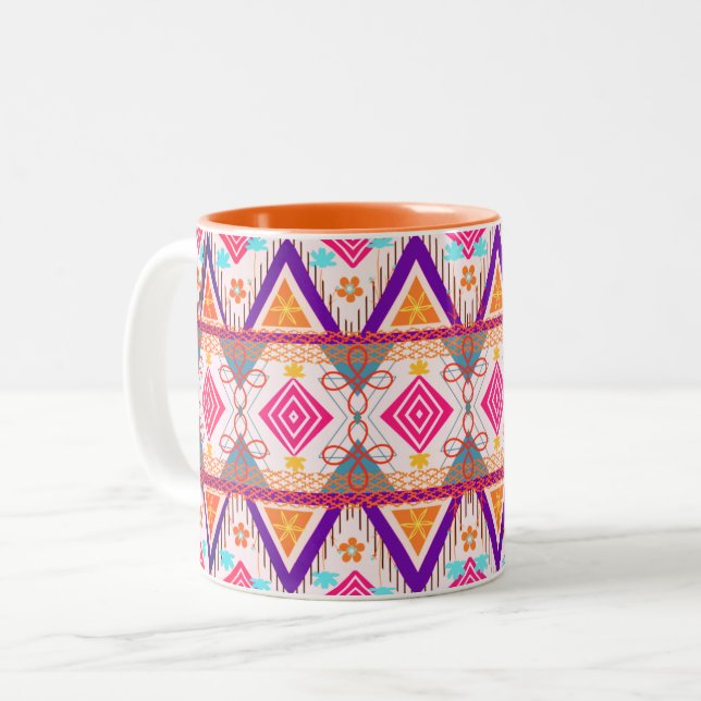 Boho Island Tribal Summer  Two-Tone Coffee Mug (Front Left)